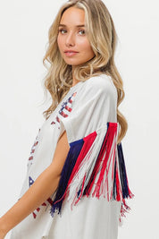 BiBi American Flag Sequin Star Fringe Top | Tops Daverri Fashions