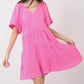 VERY J Texture V-Neck Ruffled Tiered Dress Midi Dresses
