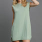 Umgee Round Neck Sleeveless High-Low Curved Hemline Mini Dress Dusty Mint