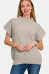 Zenana Short Sleeve Mock Neck Sweater - DAVERRI FASHIONS