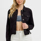 RISEN Full Size Irregular Fray Hem Button Up Denim Jacket Plus Size