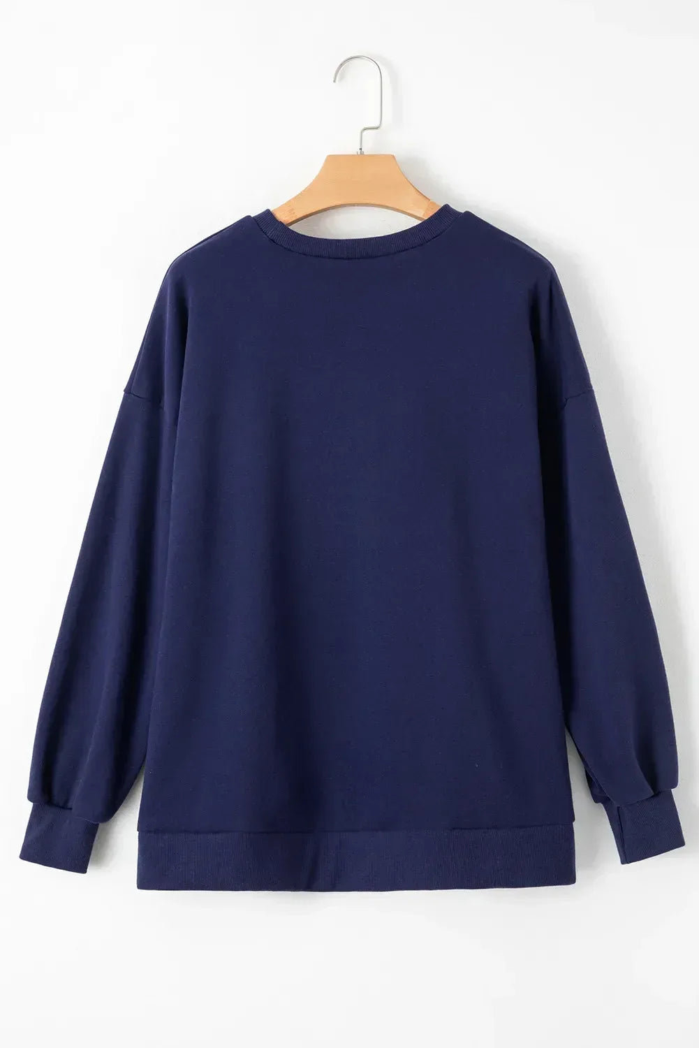 Round Neck Long Sleeve Sweatshirt - DAVERRI FASHIONS