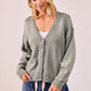 BiBi Washed Sweater V Neck Cardigan - DAVERRI FASHIONS