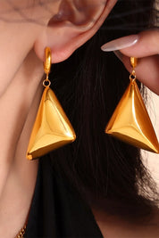 18K Gold-Plated Triangle Dangle Earrings | Earrings Daverri Fashions