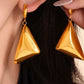 18K Gold-Plated Triangle Dangle Earrings - DAVERRI FASHIONS