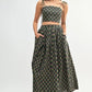 MABLE Floral Crop Top and Skirt Set Black S