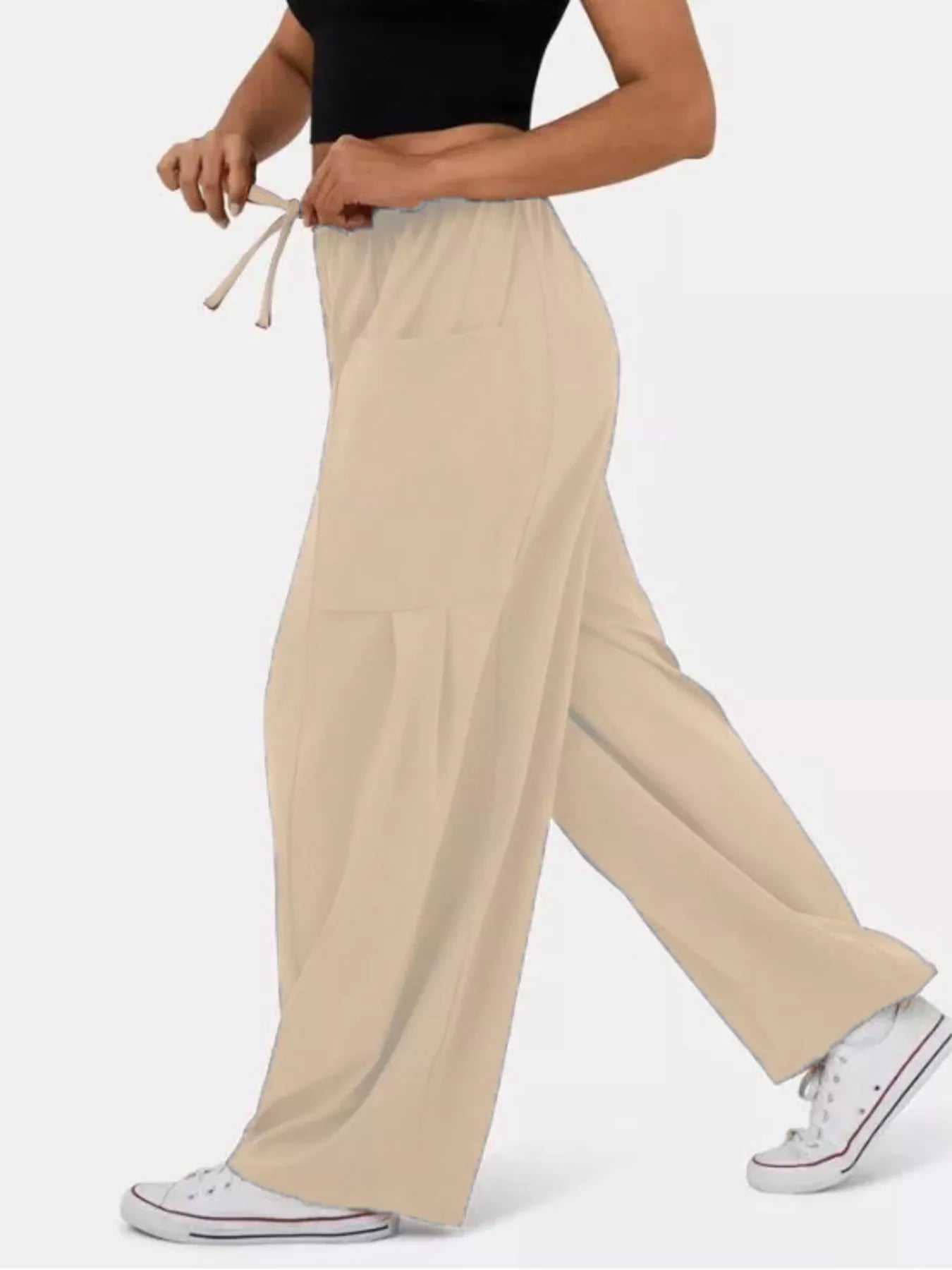 Drawstring Wide Leg Pants | Pants Daverri Fashions