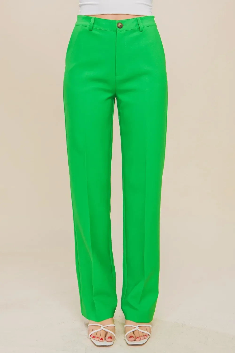 Love Tree High Waist Straight Pants - DAVERRI FASHIONS
