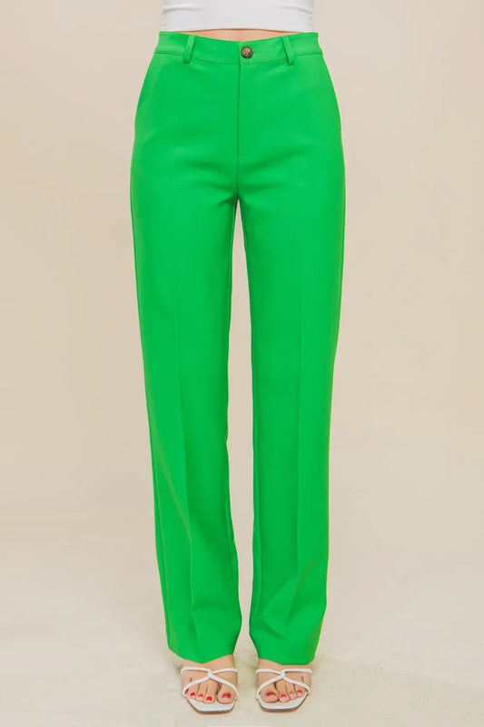 Love Tree High Waist Straight Pants - DAVERRI FASHIONS