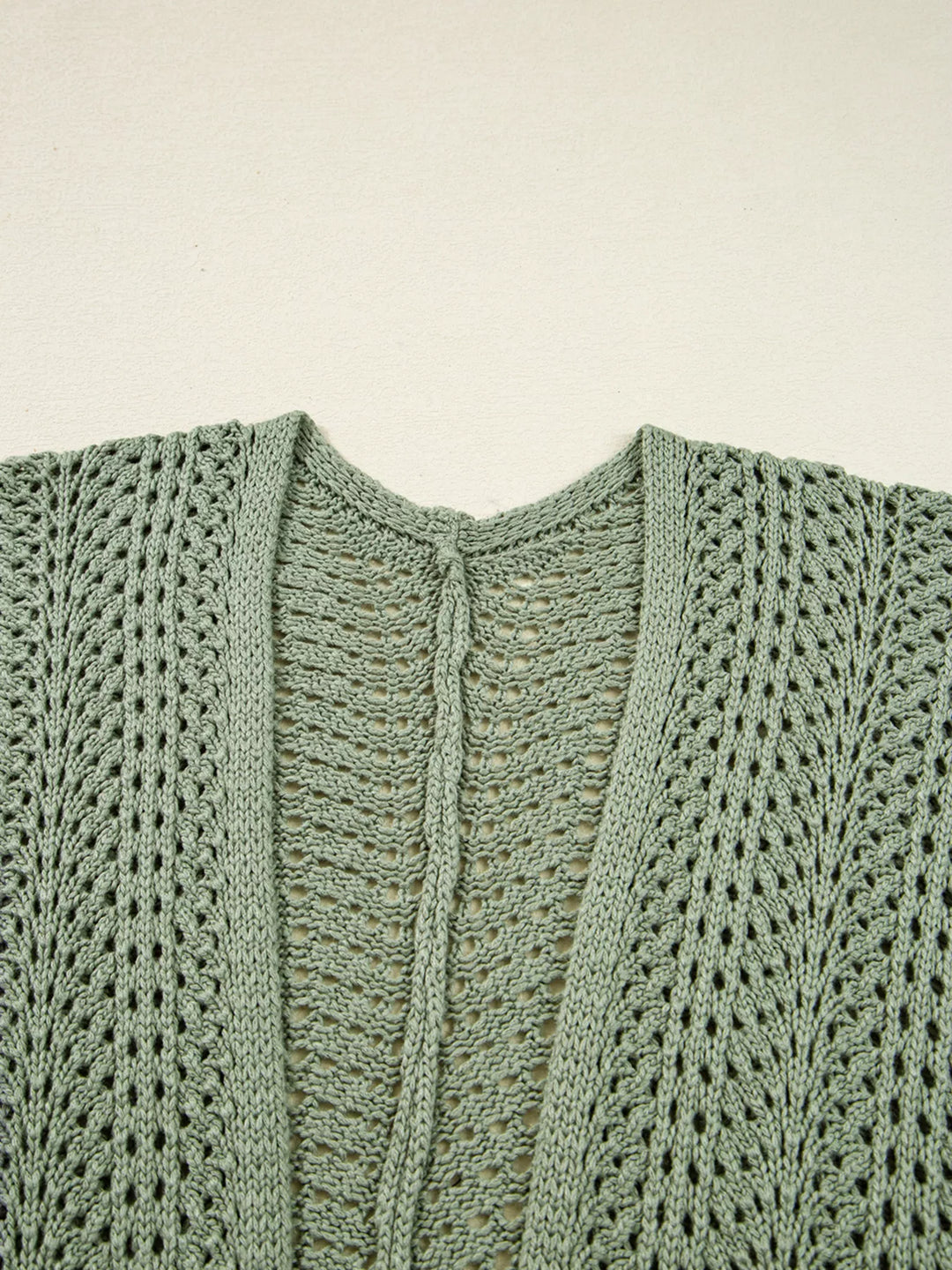 Scalloped Edge Eyelet Knit Batwing Sleeve Cardigan | Cardigans Daverri Fashions