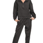 Zenana black scuba half-zip sweatshirt with relaxed fit and pocket