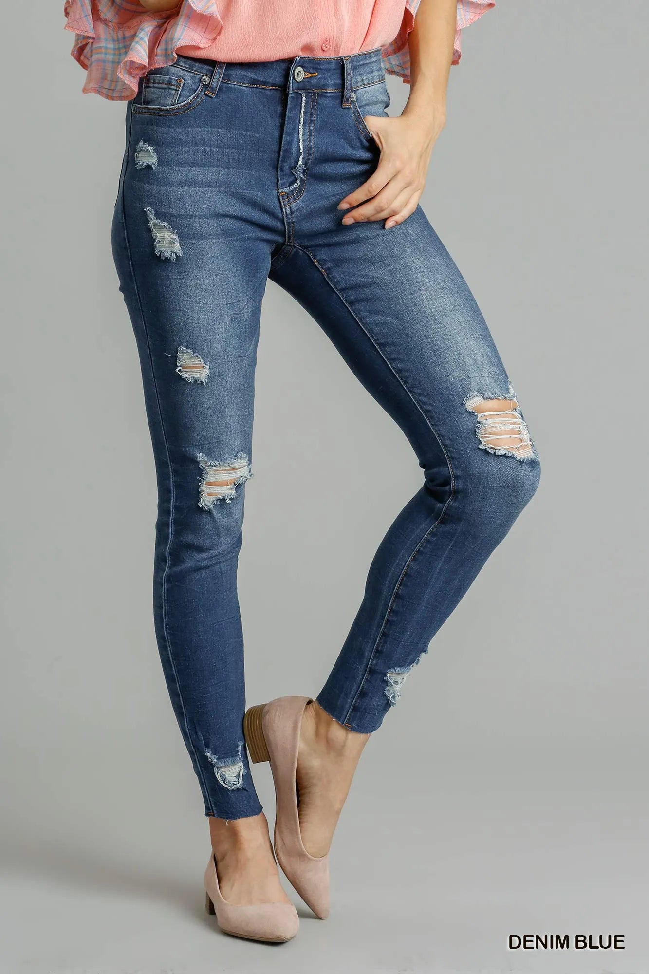 Umgee Distressed Skinny Jeans with Pockets Jeans