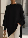 Women’s oversized black knit batwing sleeve round neck sweater
