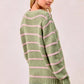 BiBi Striped Long Sleeve Sweater - DAVERRI FASHIONS