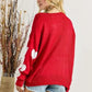 ADORA Plus Size Heart V-Neck Knit Top - DAVERRI FASHIONS