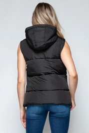 Snobbish Snap and Zip Closure Hooded Vest | Vest Jackets Daverri Fashions