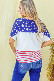 And The Why American Flag Print Tie Knot Front Casual Top | Tops Daverri Fashions