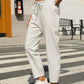 White Daverri Fashions cotton linen jogger pants with drawstring waist
