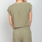VERY J Woven Cropped Top & Waist Tie Shorts Set Short Sets