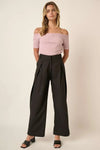 Mittoshop Deep Pleated High Waisted Wide Leg Pants - DAVERRI FASHIONS