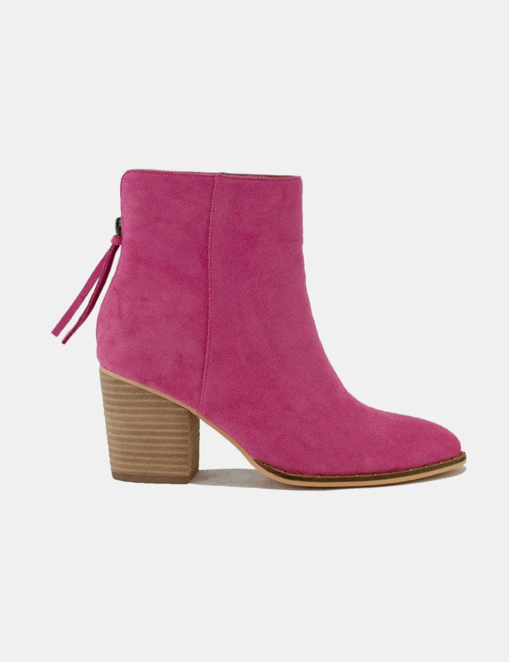 Beast Fashion Suede Point Toe Ankle Booties Cerise Footwear