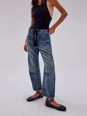 Splash Ink Washed Wide Leg Barrel Jeans | Jeans Daverri Fashions