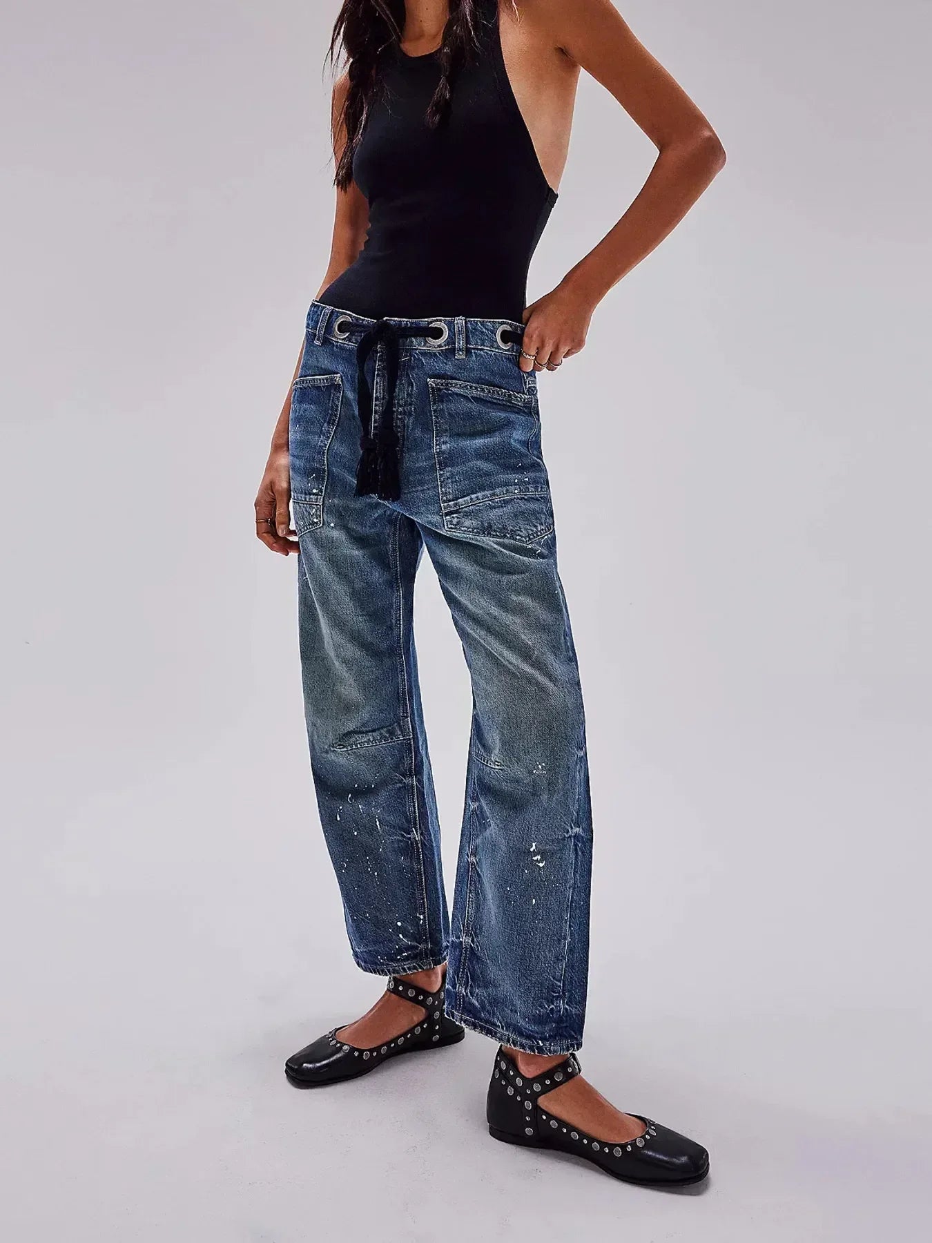 Washed Wide Leg Barrel Jeans - DAVERRI FASHIONS