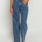 Pearl Embellished High Waist Straight Leg Jeans - DAVERRI FASHIONS