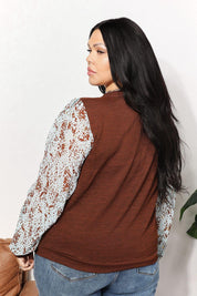 And The Why Full Size Foil Printed Sleeve Top | Tops Daverri Fashions