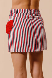 SO ME Contrast Bow Knot Pocket Fourth Of July Denim Skirt | Denim Skirts Daverri Fashions