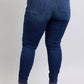 Judy Blue Full Size Mid Rise Skinny Jeans with Raw Hem Plus Size