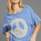 Umgee Full Size Mineral Wash T-Shirt with Lace Applique Plus Size Sky Blue T-Shirts