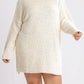 Umgee Full Size High Low Long Sleeve Boucle Sweater Dress Plus Size - DAVERRI FASHIONS