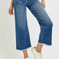 RISEN High Rise Crop Wide Leg Jeans with Wide Band Detail - DAVERRI FASHIONS