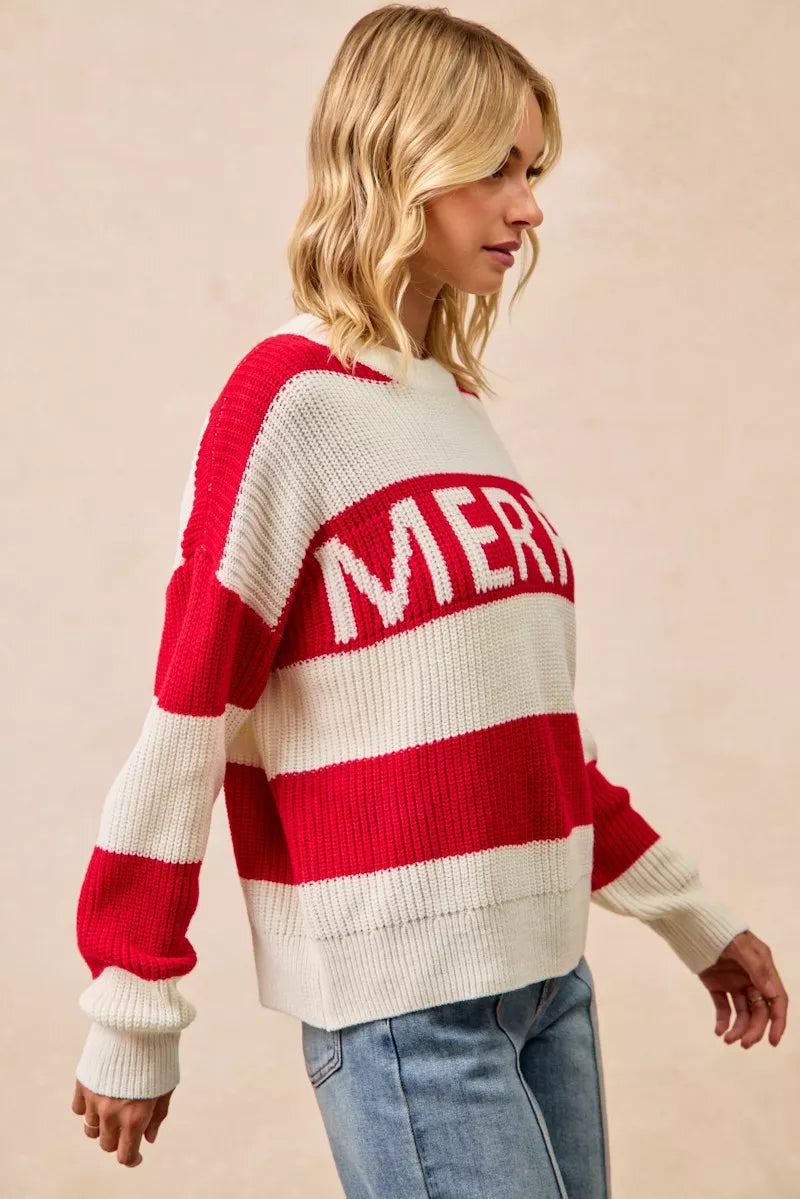 BiBi Christmas Merry Lettering Sweater | Sweaters Daverri Fashions