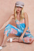 BiBi Tie Dye Knit Mid-length Casual Jumpsuit PINK MINT L Jumpsuits