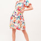And The Why Square Neck Puff Sleeve Floral Dress Knee Length Dresses