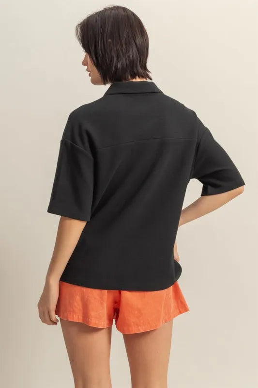 HYFVE Collared Neck Button Down Waffle Shirt