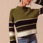 SO ME Multi Color Striped Mock Neck Sweater - DAVERRI FASHIONS
