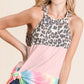 BiBi Leopard and Tie Dye Block Halter Neck Top
