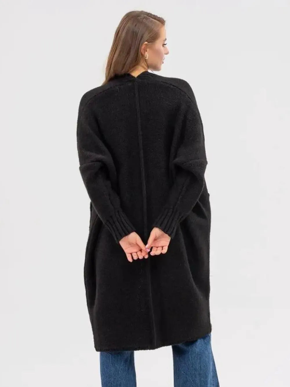 Pocketed Open Front Long Sleeve Longline Cardigan | Cardigans Daverri Fashions