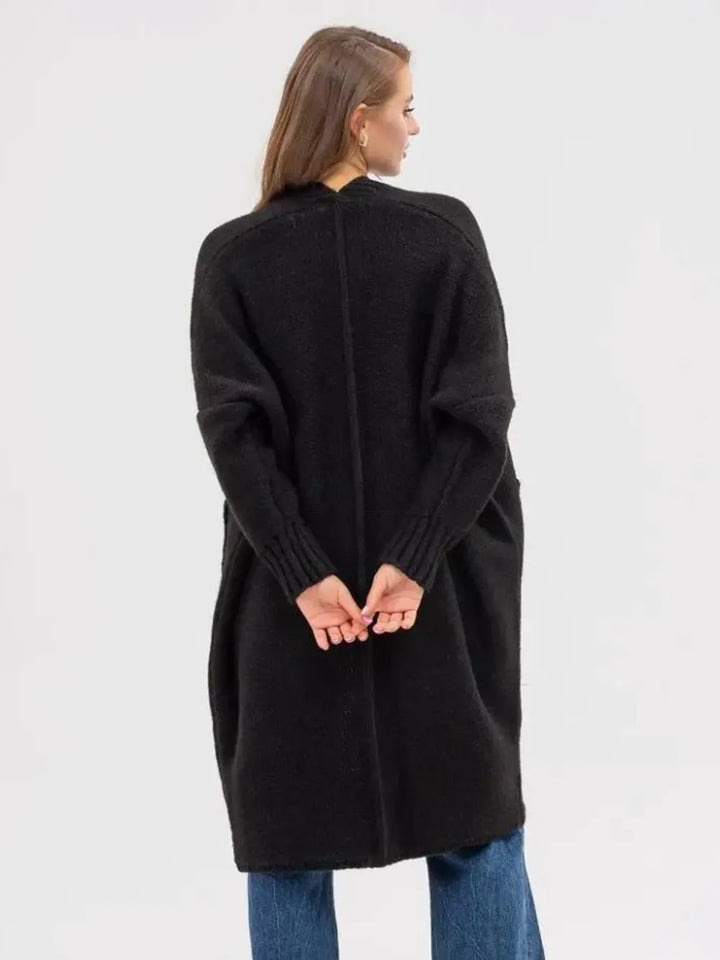 Pocketed Open Front Long Sleeve Longline Cardigan | Cardigans Daverri Fashions