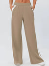 Beige wide-leg pants with white side stripes, Side Striped Wide Leg Pants