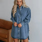 Button Up Collared Neck Long Sleeve Denim Dress - DAVERRI FASHIONS