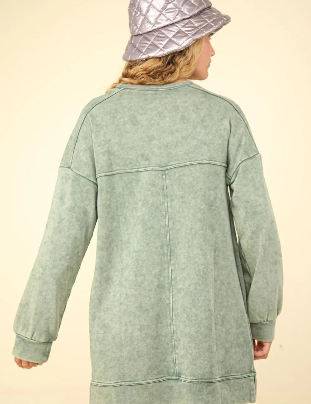 VERY J Mineral Washed Oversized Sweatshirt Mini Dress | Mini Dresses Daverri Fashions