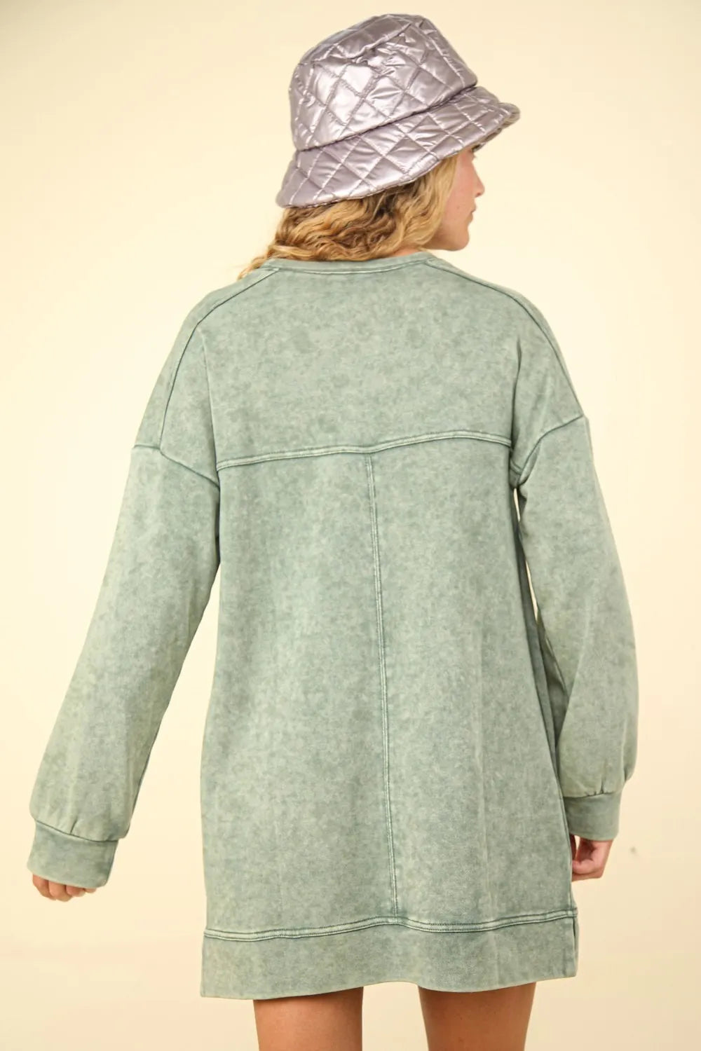 VERY J Mineral Washed Oversized Sweatshirt Mini Dress Mini Dresses