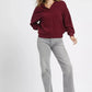 Umgee Linen Long Sleeves Elastic Hem Blouse - DAVERRI FASHIONS