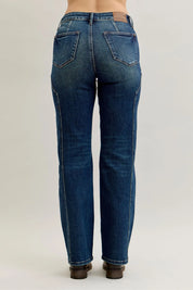 Judy Blue Full Size Seam Detail Straight Leg Jeans Plus Size | Jeans Daverri Fashions