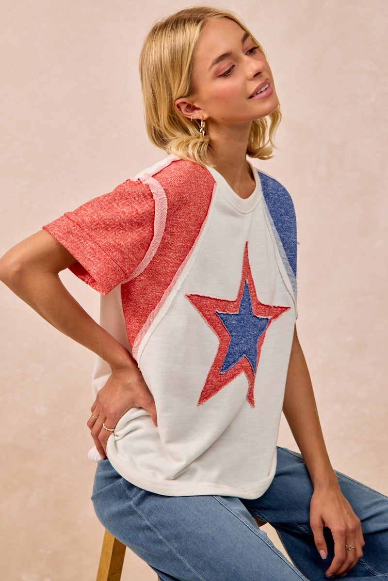 BiBi womens short-sleeve Fourth of July t-shirt with glitter star