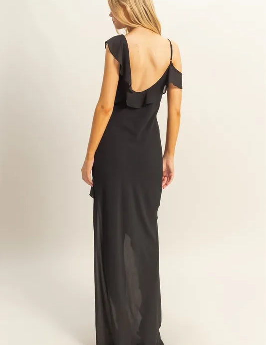 HYFVE Chiffon Ruffle Trim Midi Dress | Daverri Fashions